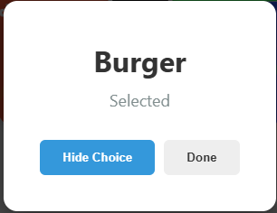Output menu with hide choice and done options